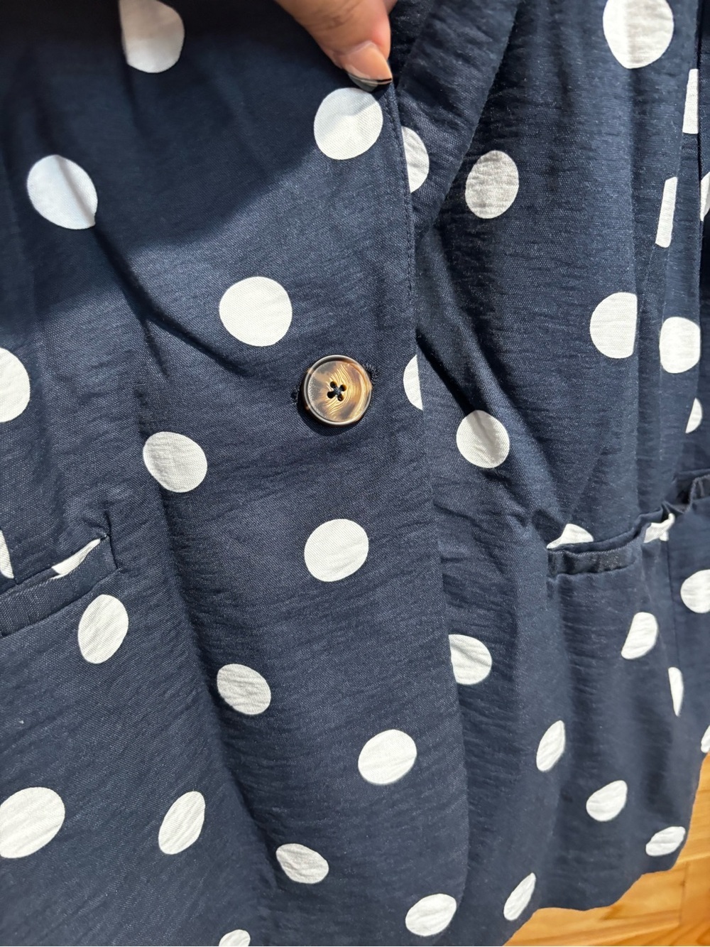 LC Lauren Conrad Navy Blazer with White Polka Dots - Picture 4 of 8